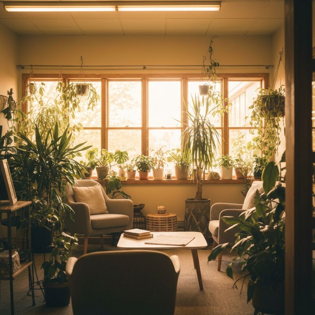 Peaceful wellness center with welcoming aesthetic